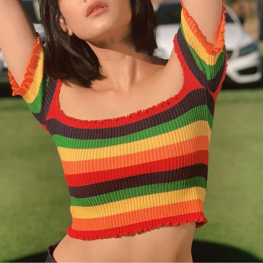 Debut Colorful Striped Knit Top